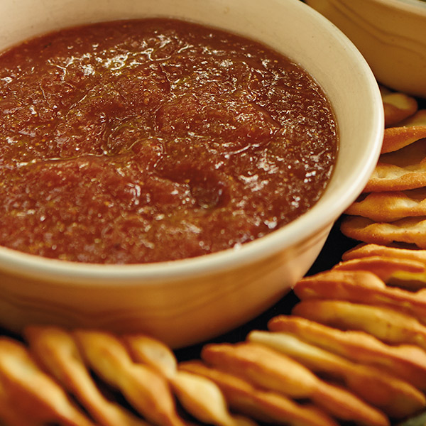 Fig spread served with crackers.