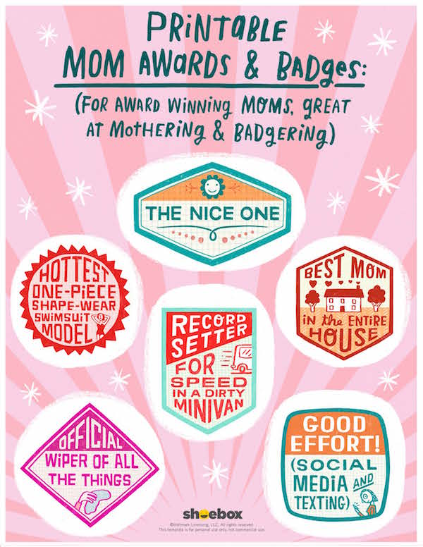Funny Mother's Day printable awards.