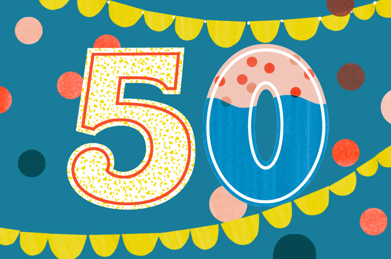 50 drawn with fun birthday designs