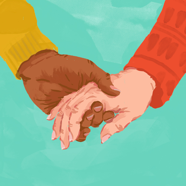 Long term couple holding hands