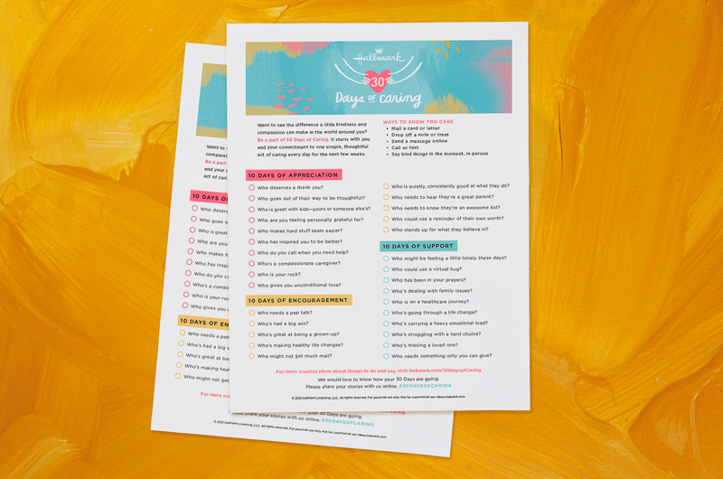 30 Days of Caring printables