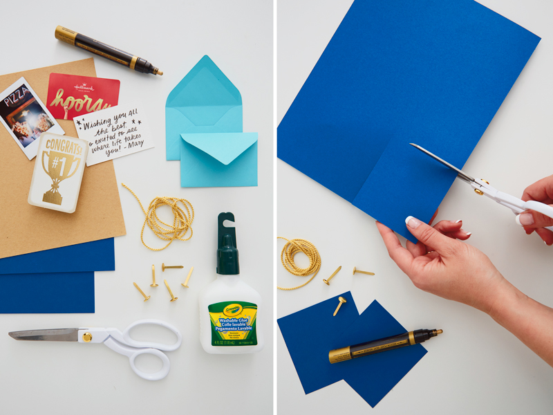 The supplies for making a gift card holder and cutting a gift card holder