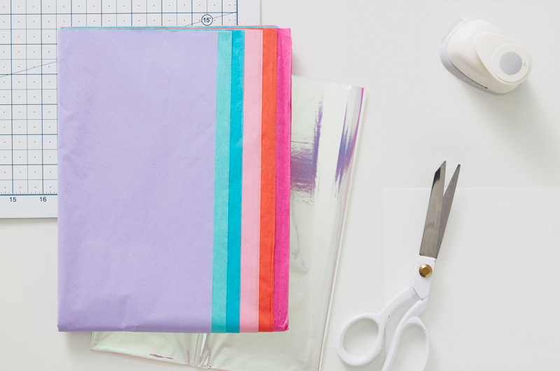 tissue paper on a craft table