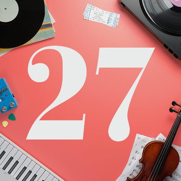 Number 27 with symbols for music [Anniversary Gifts by Year]
