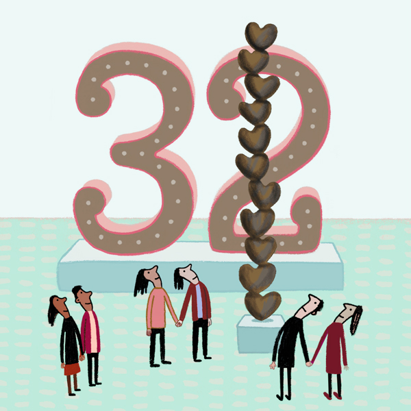 Number 32 with symbols for bronze [Anniversary Gifts by Year]