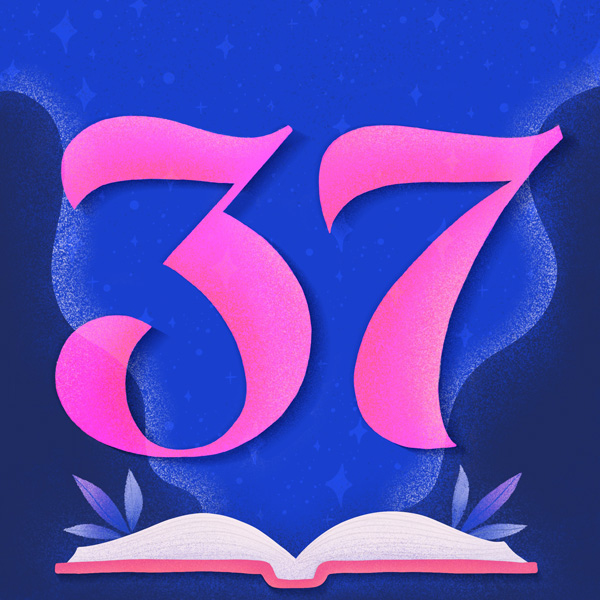 Number 37 with symbols for books [Anniversary Gifts by Year]