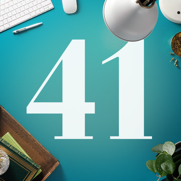 Number 41 with symbols for office and desk decor [Anniversary Gifts by Year]