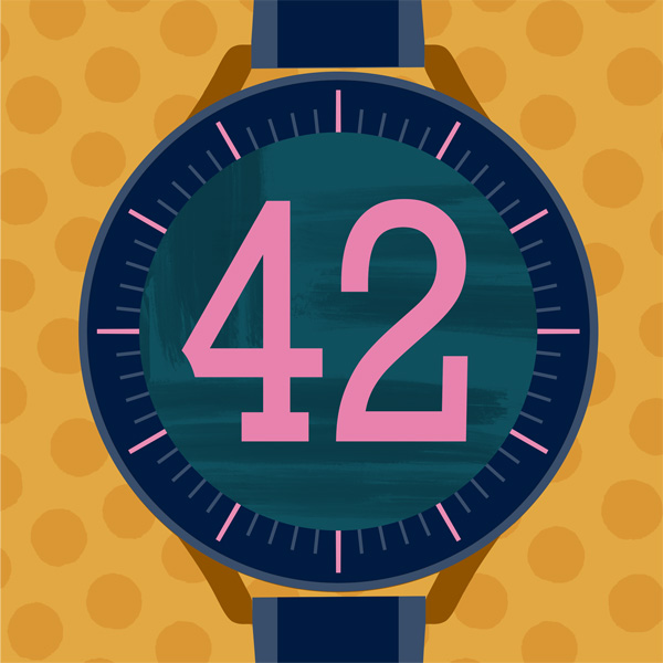 Number 42 with symbols for clocks and watches [Anniversary Gifts by Year]