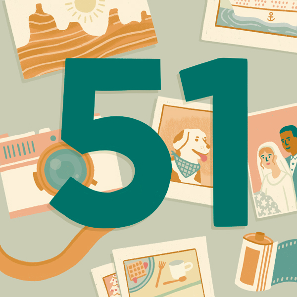 Number 51 with symbols for photos and cameras [Anniversary Gifts by Year]