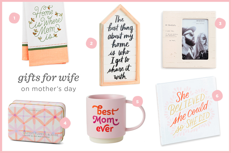 Our recommendations for Mother's Day gifts for wife or partner include a tea towel that reads