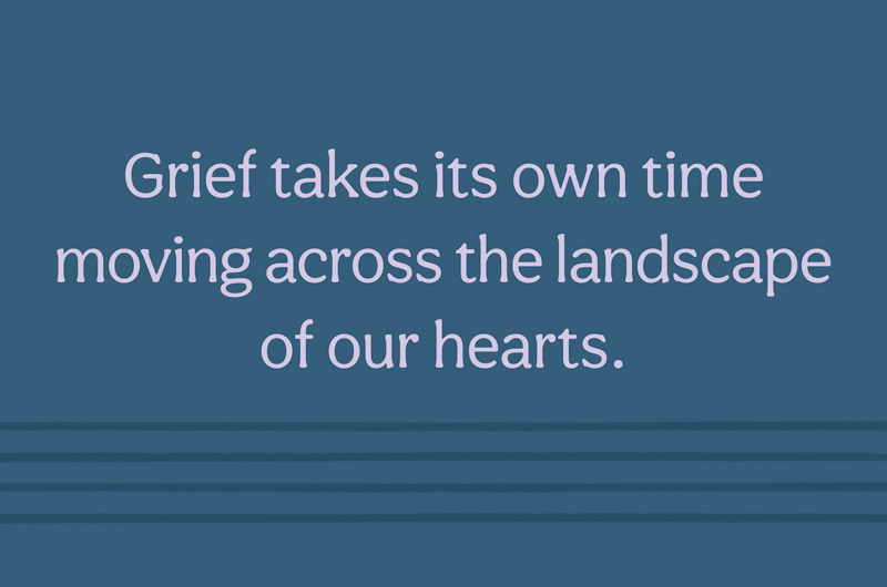 A Valentine's Day grief quote meant for those who have recently lost their spouse or partner; the quote is set in light purple text on a dark blue background and reads,