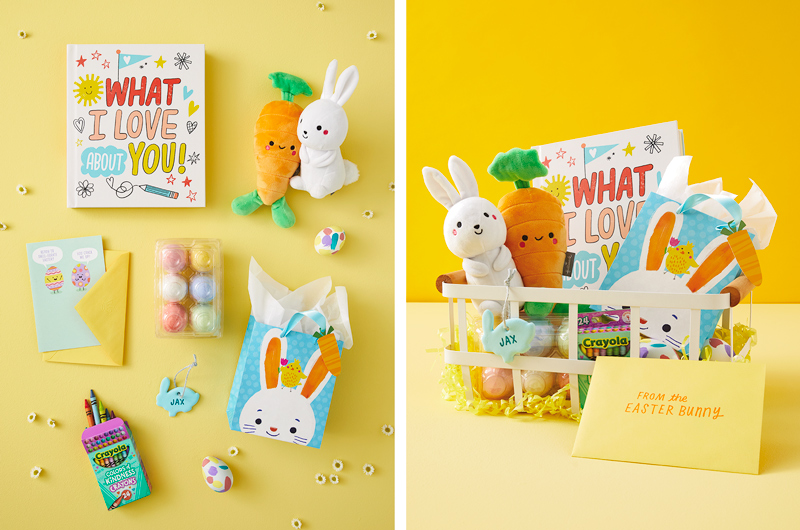 An Easter gift basket for a kid that includes a