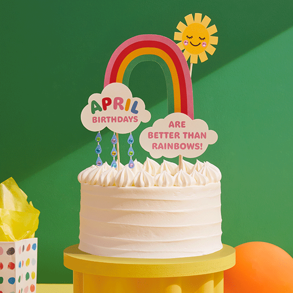 An April birthday cake topper that says,