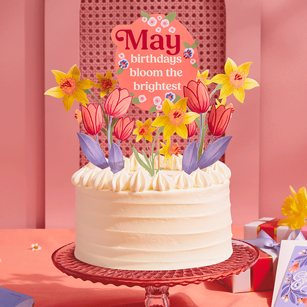 A May birthday cake topper that says,