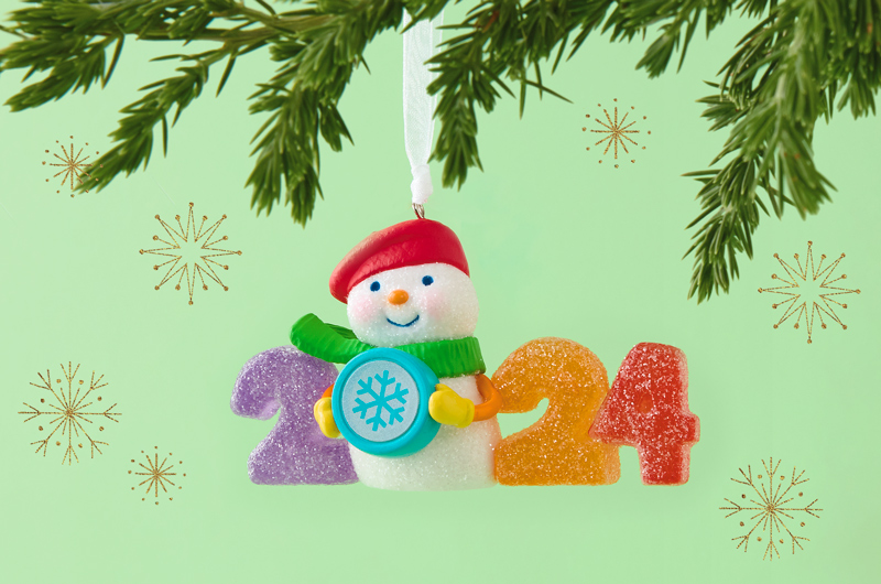 A Keepsake Ornament made to look like a series of gumdrops in the shape of the year